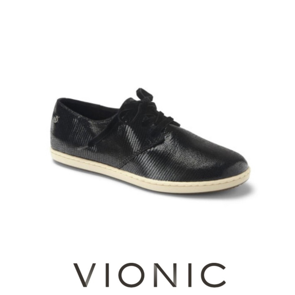 Vionic Palermo Black Snake Active Lace Up Shoes in Black, Like New